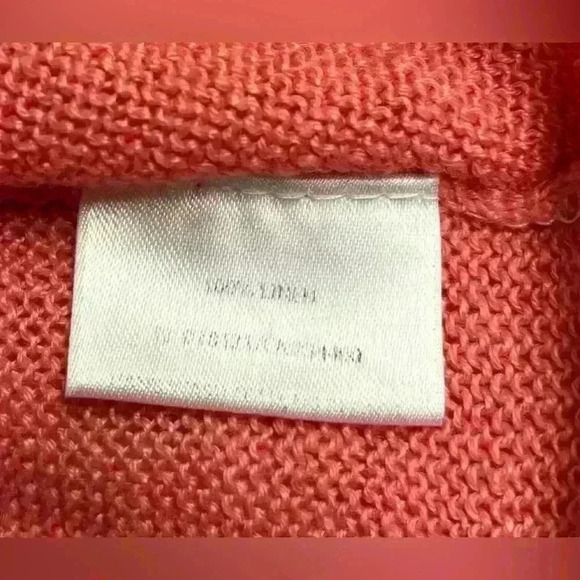 Eileen Fisher 100% Organic Linen Sweater Size Large Coral Long Sleeve Pullover - Picture 2 of 7